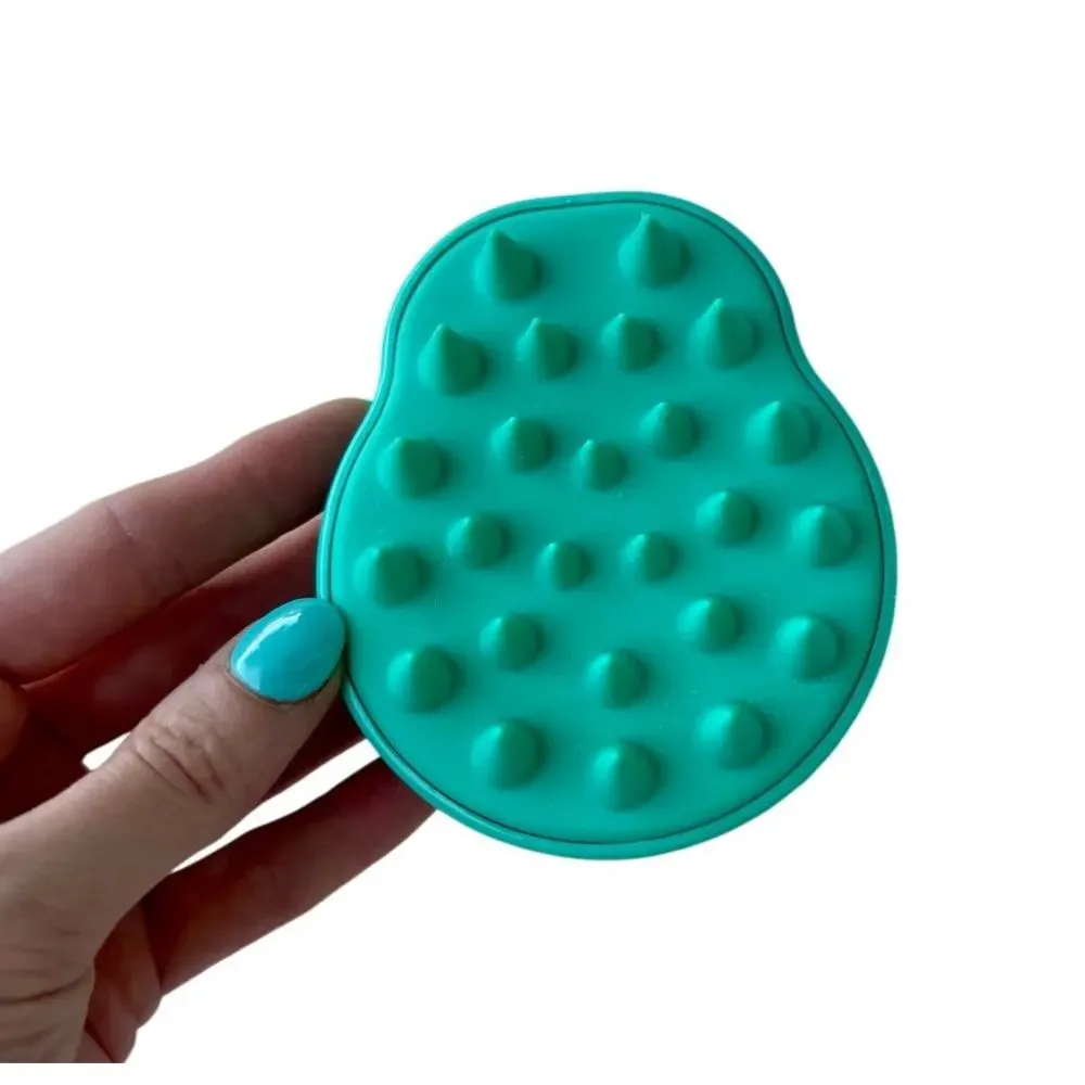 Scalp Massager Hair Shower Brush Shampoo Brush Soft Silicone Scrubber Teal Blue